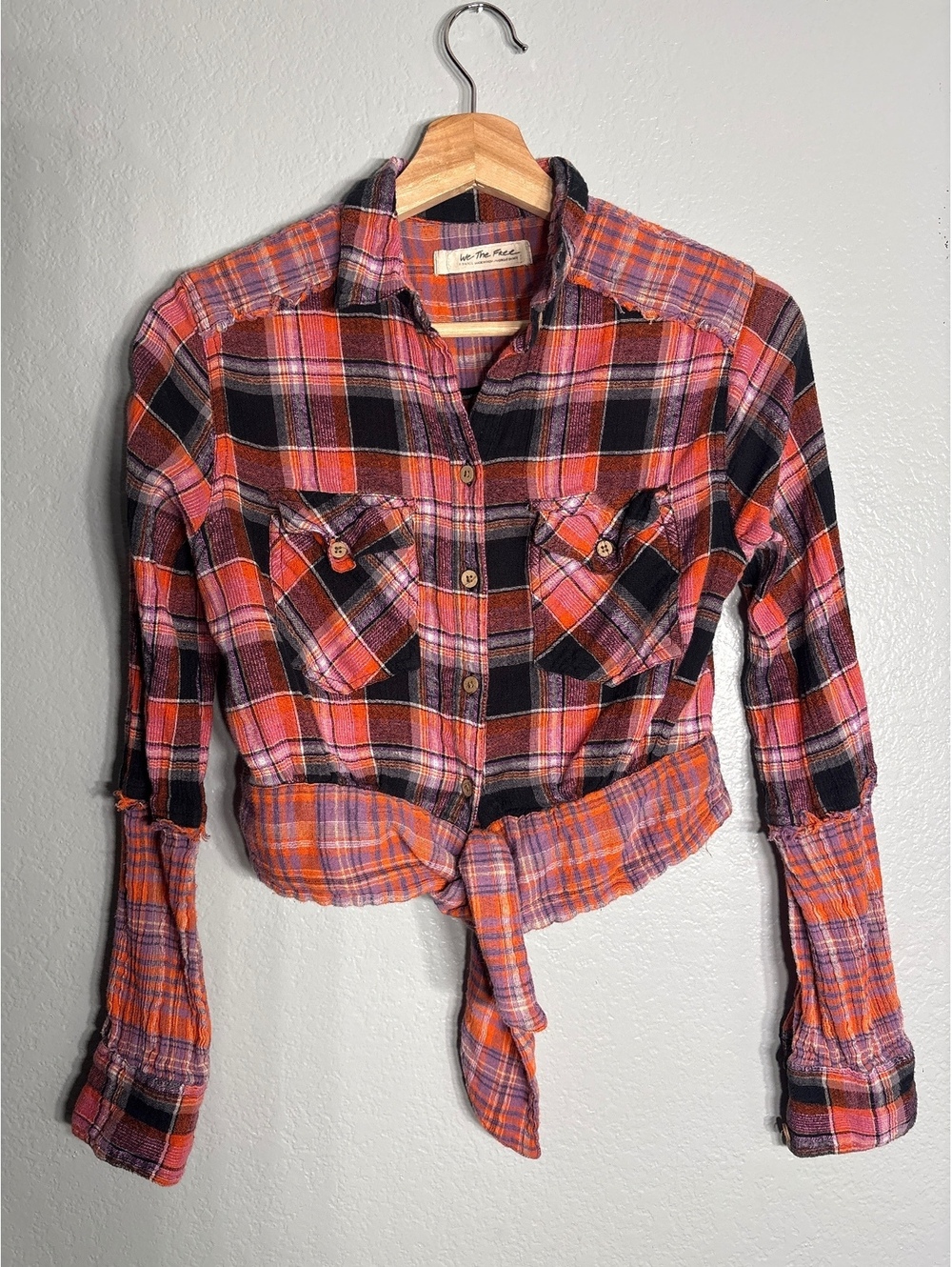 Free People first bloom cropped grunge boho plaid top